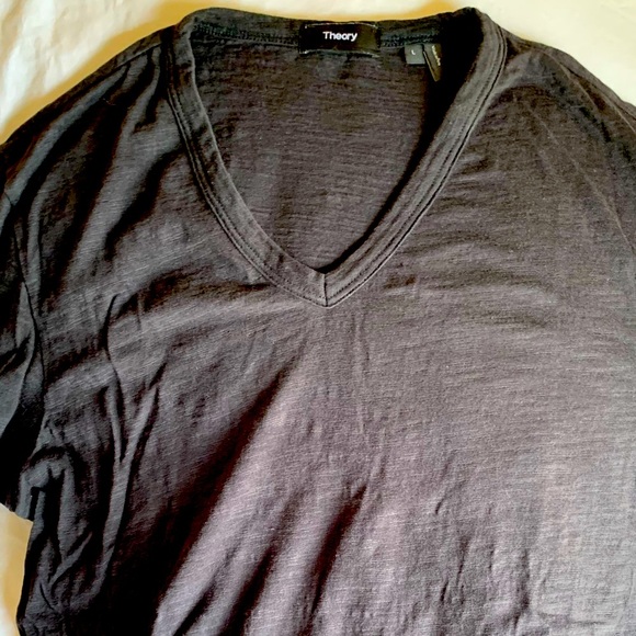THEORY BLACK V-NECK TEE-SHIRT - Picture 1 of 3